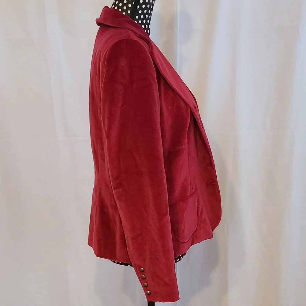 Talbot Petites Burgundy Velvet Looking Jacket - Picture 5 of 12